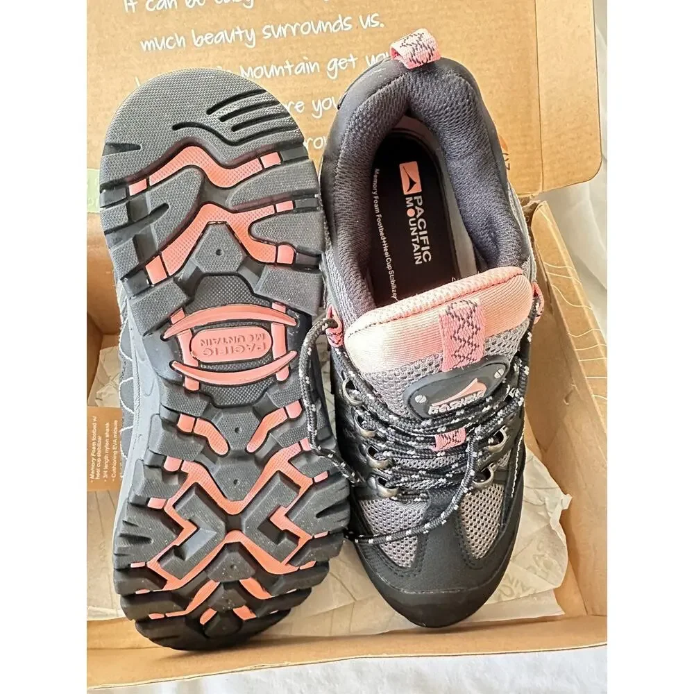Pacific Mountain women's 7.5 Black & salmon Cheyenne Low Hiking Shoes New in box